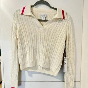 Nicole Miller Cable Knit Polo Long Sleeve
